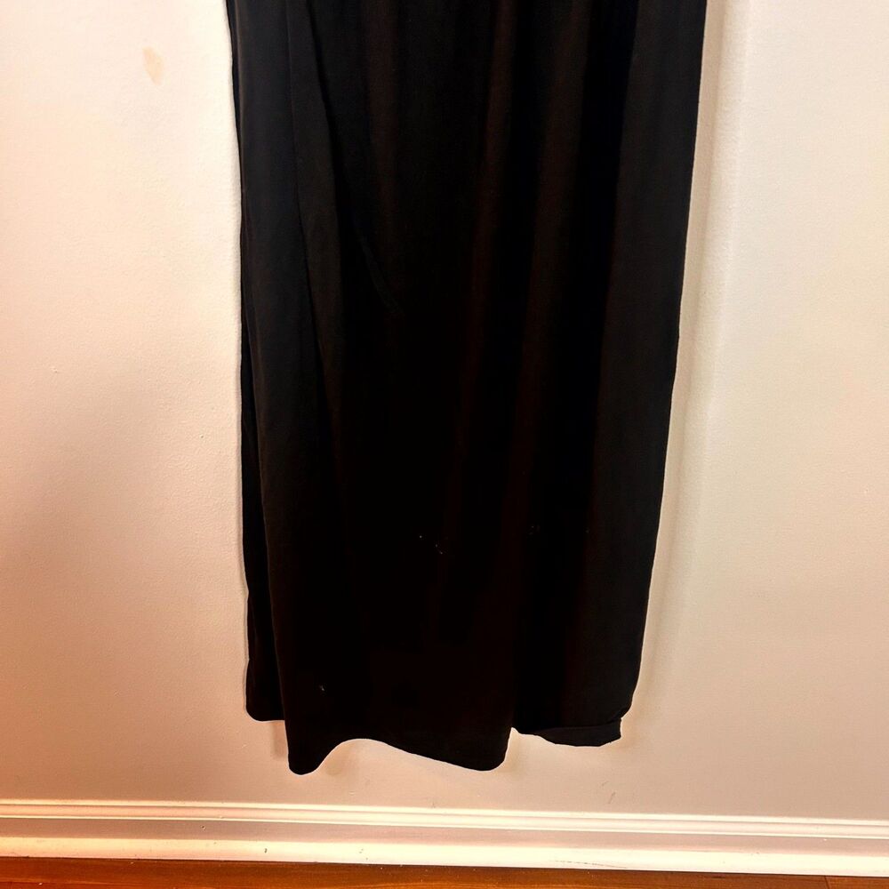 Love Squad Maxi Dress Womens 2X Plus Black Pleated Ruffle Trim Modest Minimalist - Picture 6 of 11